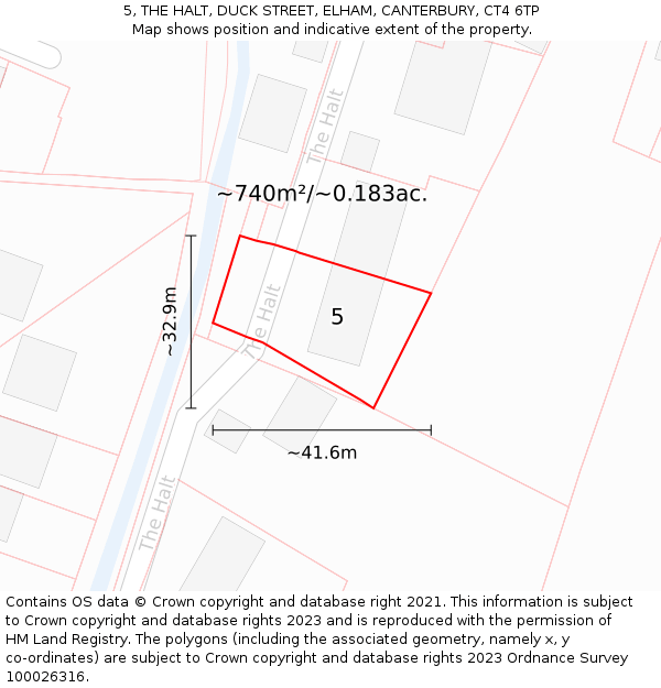 5, THE HALT, DUCK STREET, ELHAM, CANTERBURY, CT4 6TP: Plot and title map