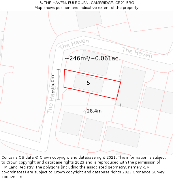 5, THE HAVEN, FULBOURN, CAMBRIDGE, CB21 5BG: Plot and title map