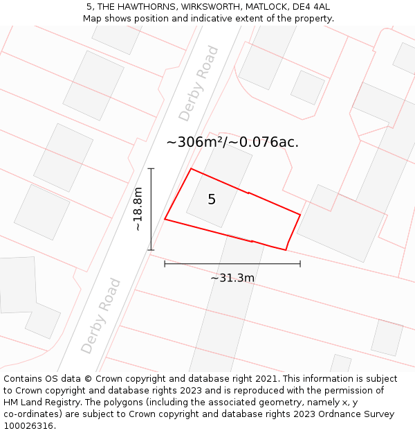 5, THE HAWTHORNS, WIRKSWORTH, MATLOCK, DE4 4AL: Plot and title map