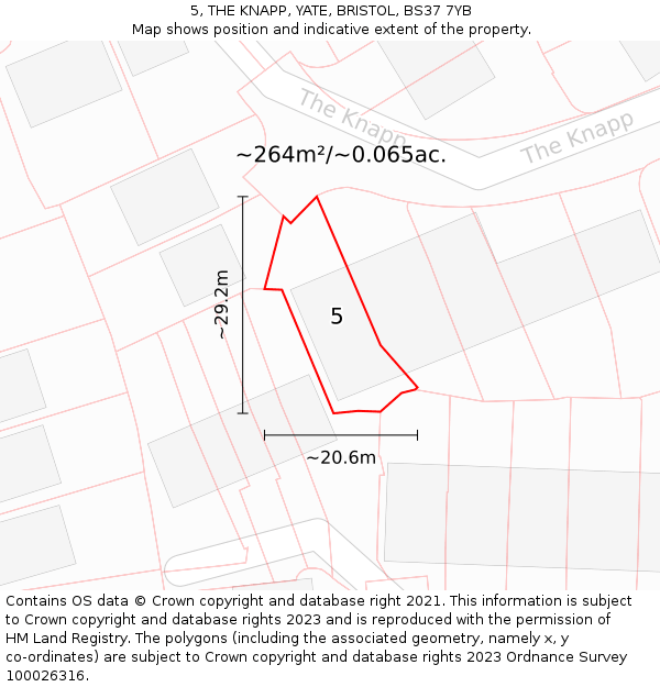 5, THE KNAPP, YATE, BRISTOL, BS37 7YB: Plot and title map