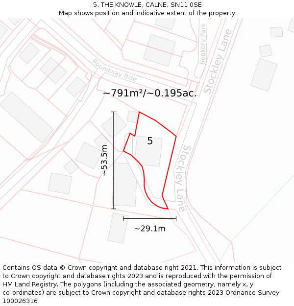 5, THE KNOWLE, CALNE, SN11 0SE: Plot and title map