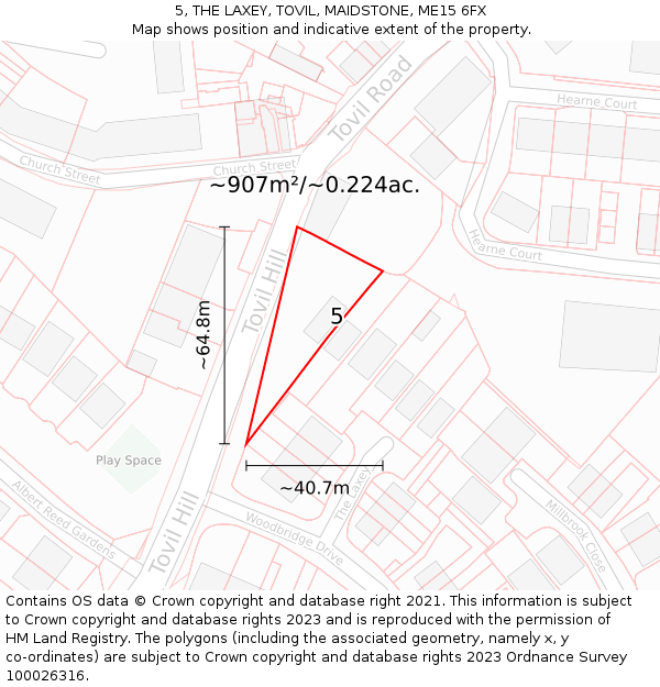 5, THE LAXEY, TOVIL, MAIDSTONE, ME15 6FX: Plot and title map