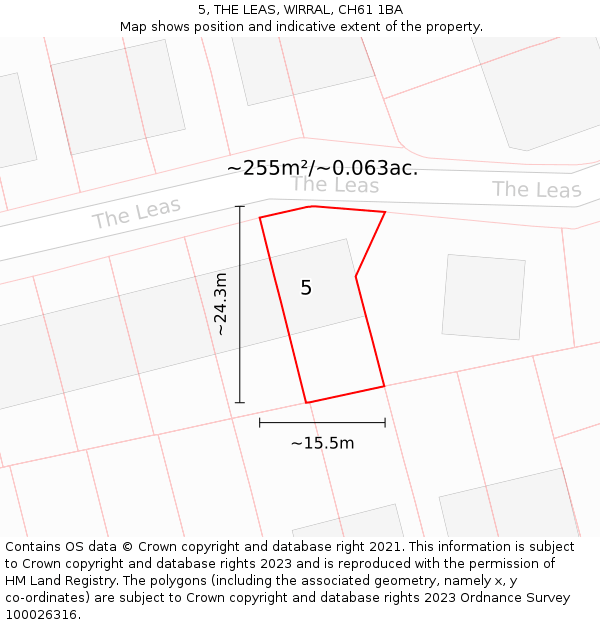 5, THE LEAS, WIRRAL, CH61 1BA: Plot and title map