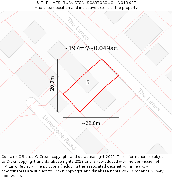 5, THE LIMES, BURNISTON, SCARBOROUGH, YO13 0EE: Plot and title map