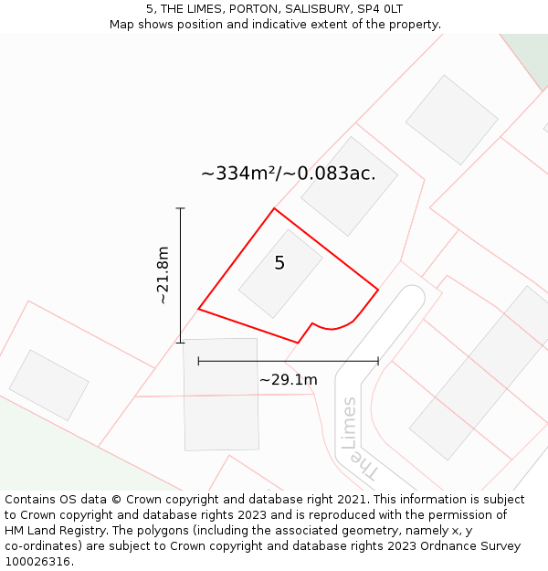 5, THE LIMES, PORTON, SALISBURY, SP4 0LT: Plot and title map