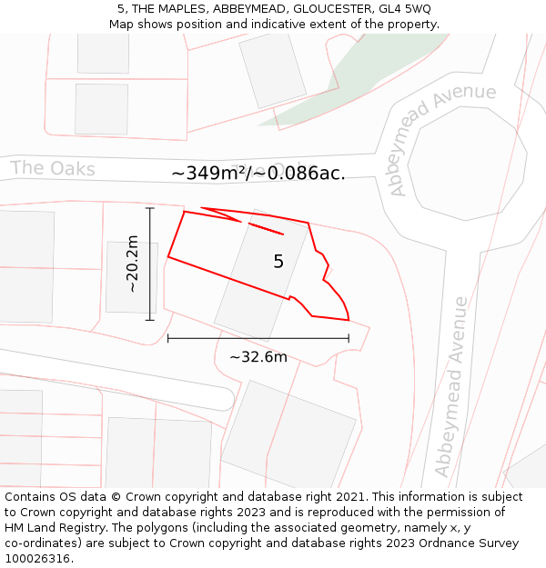 5, THE MAPLES, ABBEYMEAD, GLOUCESTER, GL4 5WQ: Plot and title map