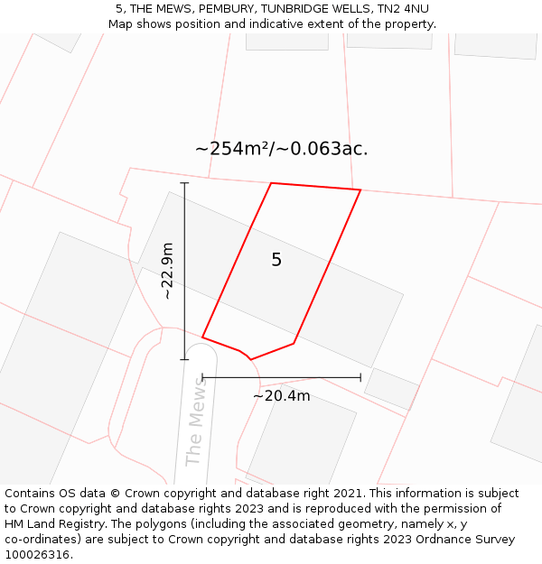 5, THE MEWS, PEMBURY, TUNBRIDGE WELLS, TN2 4NU: Plot and title map