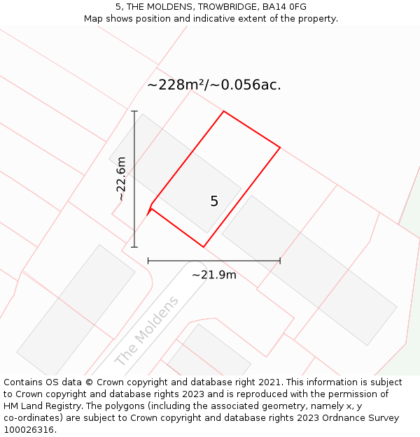 5, THE MOLDENS, TROWBRIDGE, BA14 0FG: Plot and title map