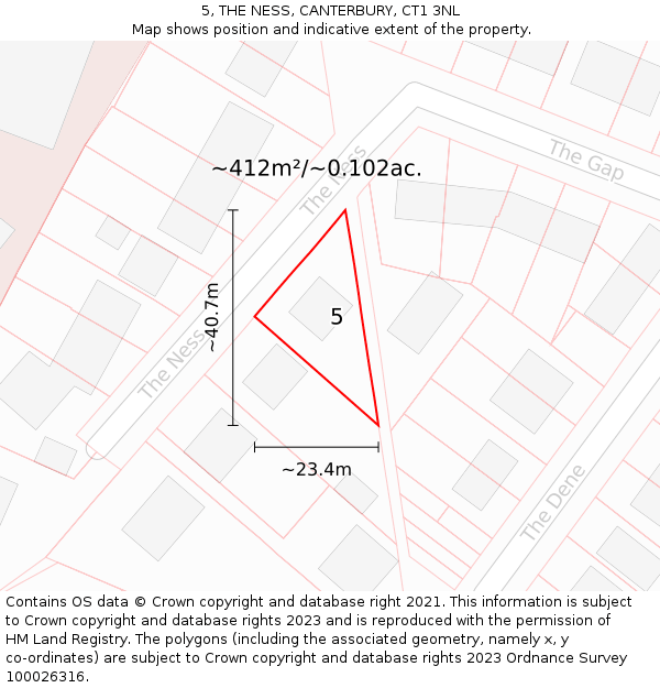 5, THE NESS, CANTERBURY, CT1 3NL: Plot and title map