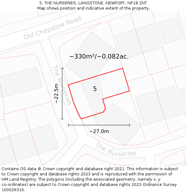 5, THE NURSERIES, LANGSTONE, NEWPORT, NP18 2NT: Plot and title map