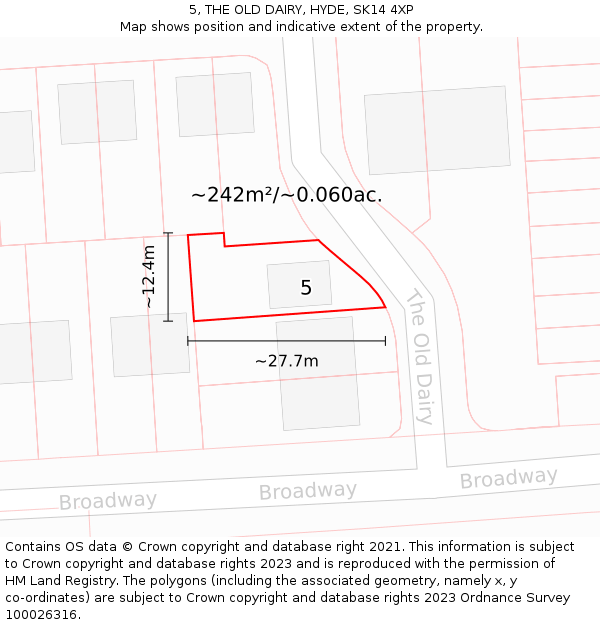 5, THE OLD DAIRY, HYDE, SK14 4XP: Plot and title map