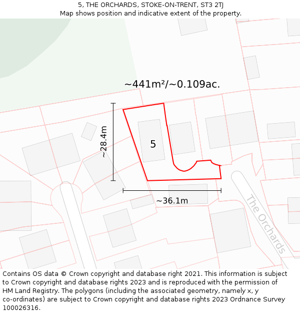 5, THE ORCHARDS, STOKE-ON-TRENT, ST3 2TJ: Plot and title map