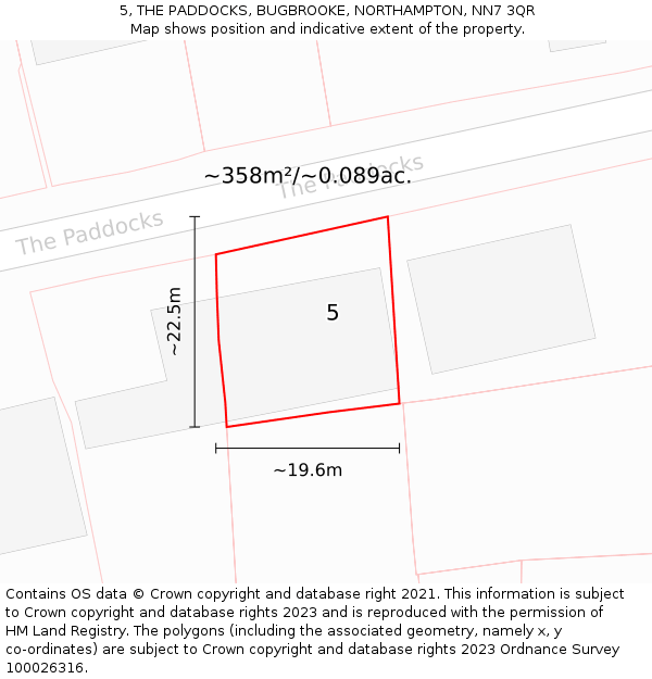 5, THE PADDOCKS, BUGBROOKE, NORTHAMPTON, NN7 3QR: Plot and title map