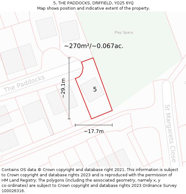 5, THE PADDOCKS, DRIFFIELD, YO25 6YQ: Plot and title map