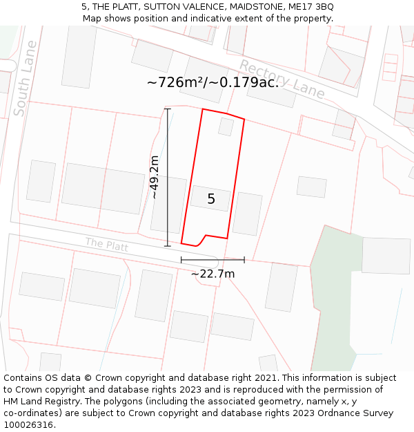 5, THE PLATT, SUTTON VALENCE, MAIDSTONE, ME17 3BQ: Plot and title map