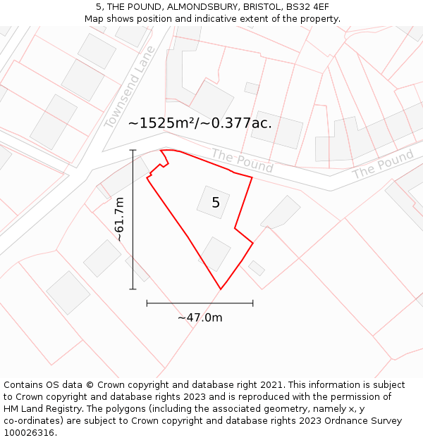 5, THE POUND, ALMONDSBURY, BRISTOL, BS32 4EF: Plot and title map