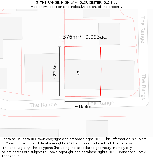 5, THE RANGE, HIGHNAM, GLOUCESTER, GL2 8NL: Plot and title map