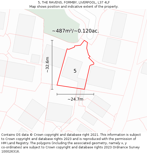 5, THE RAVENS, FORMBY, LIVERPOOL, L37 4LF: Plot and title map