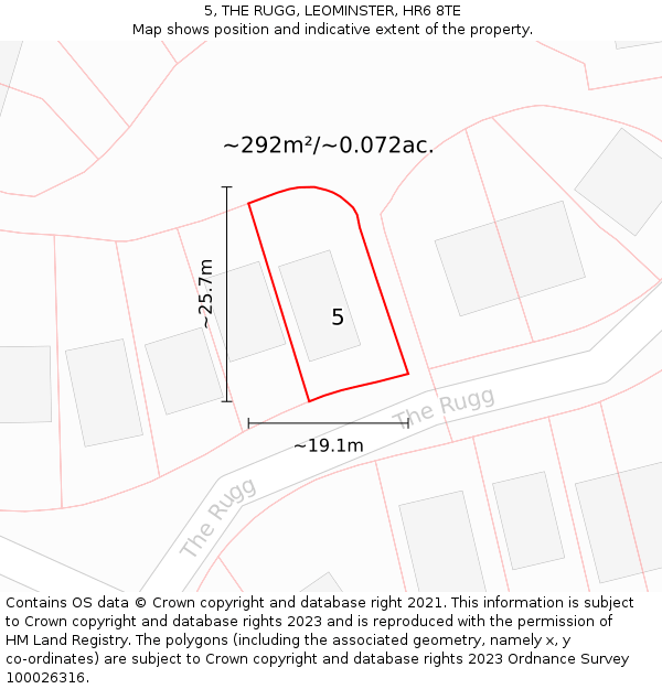 5, THE RUGG, LEOMINSTER, HR6 8TE: Plot and title map