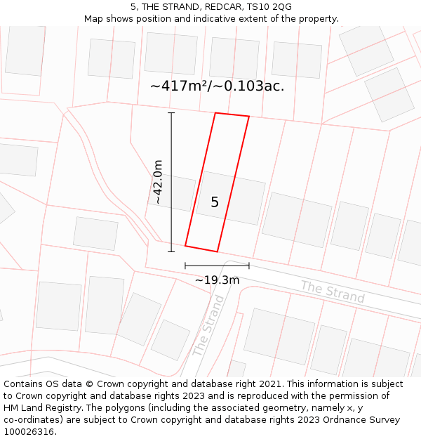 5, THE STRAND, REDCAR, TS10 2QG: Plot and title map