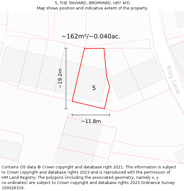 5, THE TANYARD, BROMYARD, HR7 4FD: Plot and title map