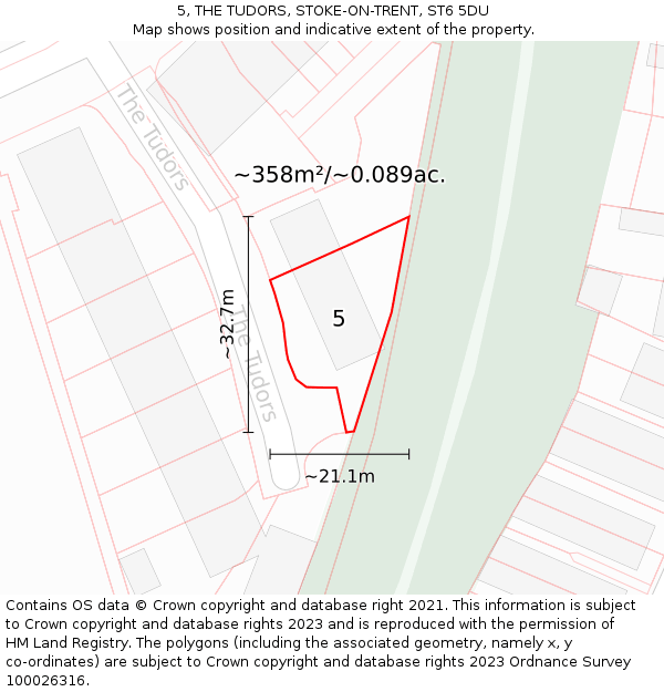 5, THE TUDORS, STOKE-ON-TRENT, ST6 5DU: Plot and title map