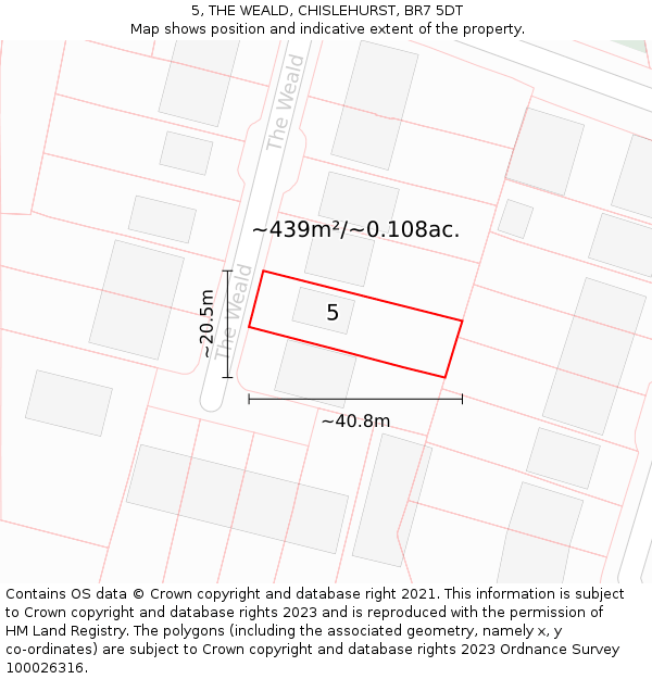 5, THE WEALD, CHISLEHURST, BR7 5DT: Plot and title map