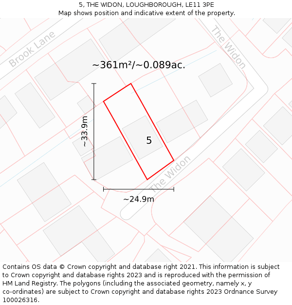 5, THE WIDON, LOUGHBOROUGH, LE11 3PE: Plot and title map