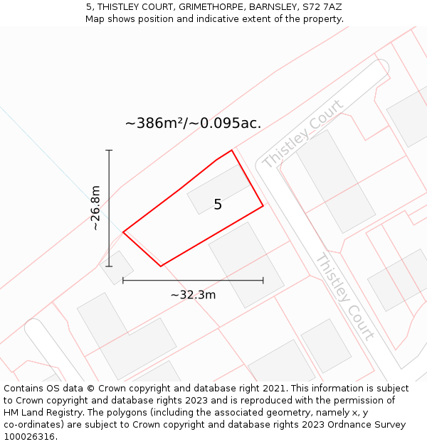 5, THISTLEY COURT, GRIMETHORPE, BARNSLEY, S72 7AZ: Plot and title map