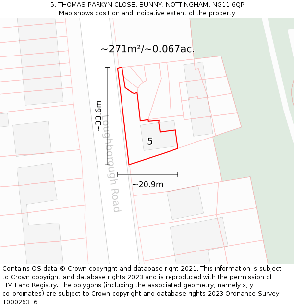 5, THOMAS PARKYN CLOSE, BUNNY, NOTTINGHAM, NG11 6QP: Plot and title map