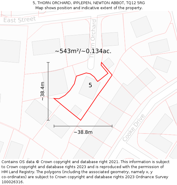 5, THORN ORCHARD, IPPLEPEN, NEWTON ABBOT, TQ12 5RG: Plot and title map
