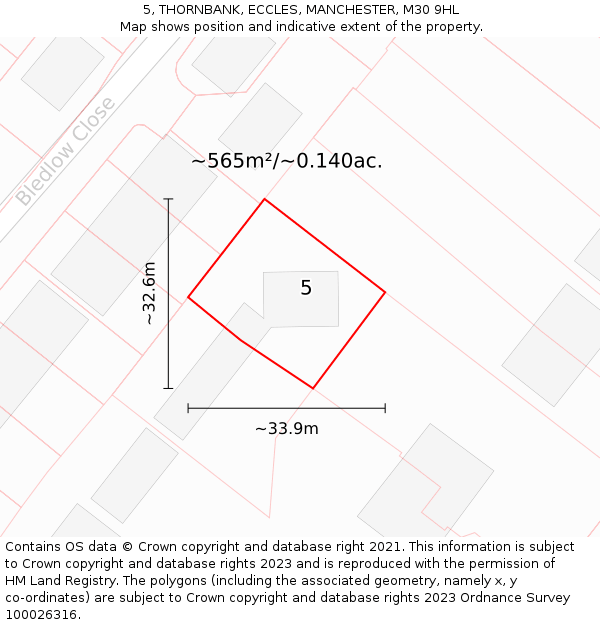 5, THORNBANK, ECCLES, MANCHESTER, M30 9HL: Plot and title map