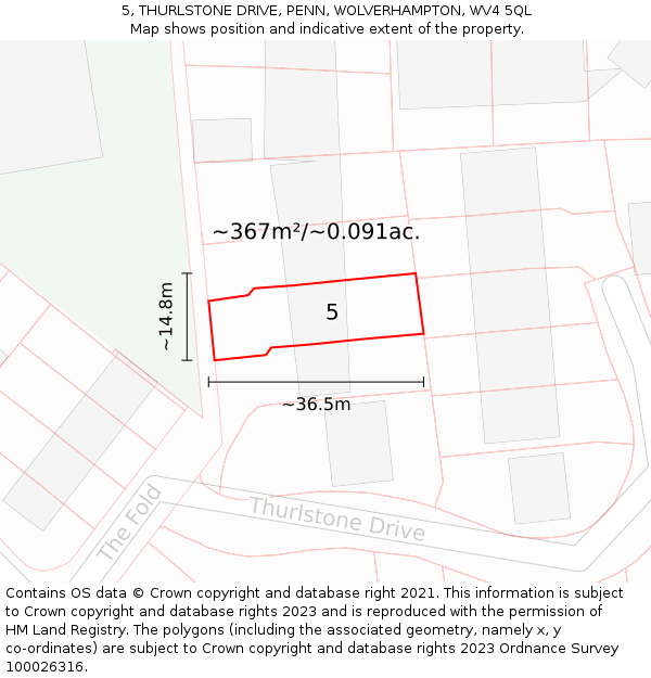 5, THURLSTONE DRIVE, PENN, WOLVERHAMPTON, WV4 5QL: Plot and title map