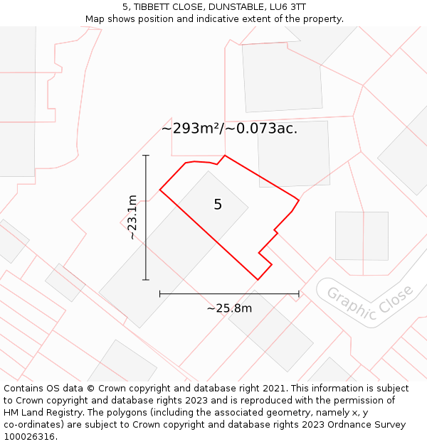 5, TIBBETT CLOSE, DUNSTABLE, LU6 3TT: Plot and title map