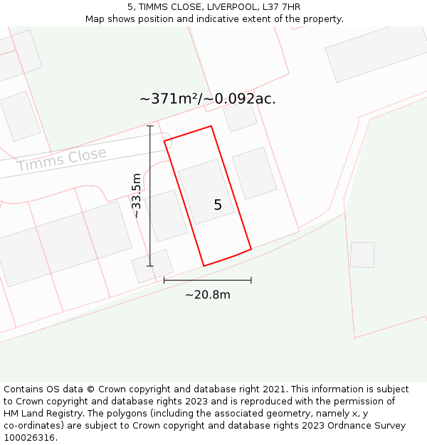 5, TIMMS CLOSE, LIVERPOOL, L37 7HR: Plot and title map