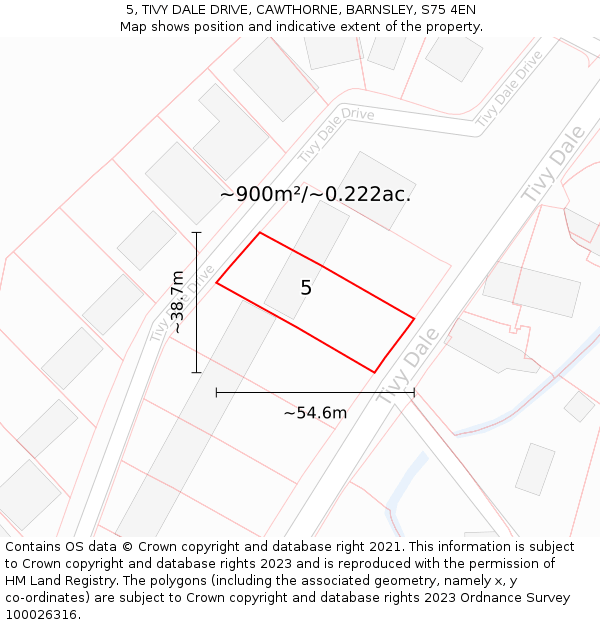 5, TIVY DALE DRIVE, CAWTHORNE, BARNSLEY, S75 4EN: Plot and title map