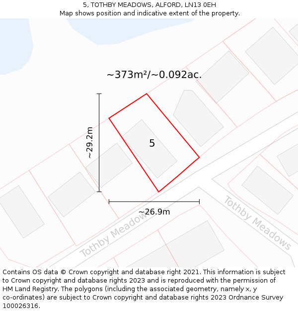 5, TOTHBY MEADOWS, ALFORD, LN13 0EH: Plot and title map