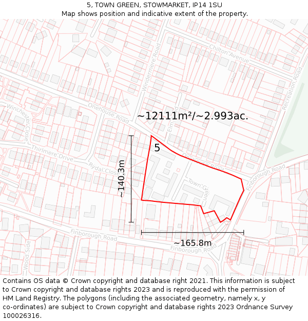 5, TOWN GREEN, STOWMARKET, IP14 1SU: Plot and title map