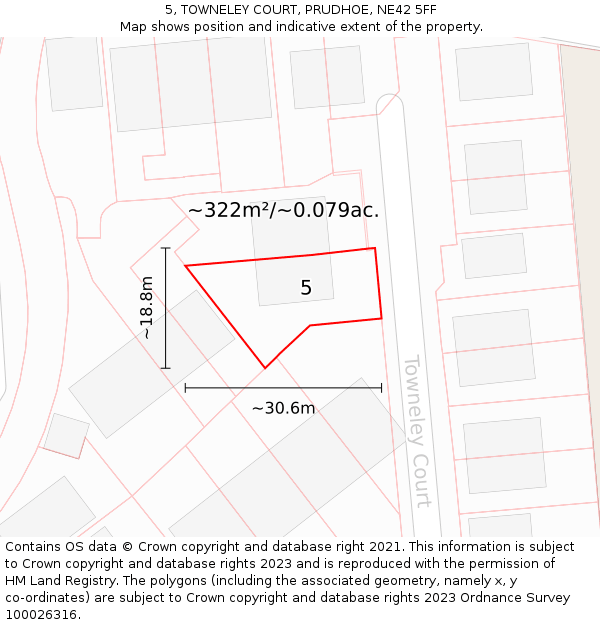 5, TOWNELEY COURT, PRUDHOE, NE42 5FF: Plot and title map