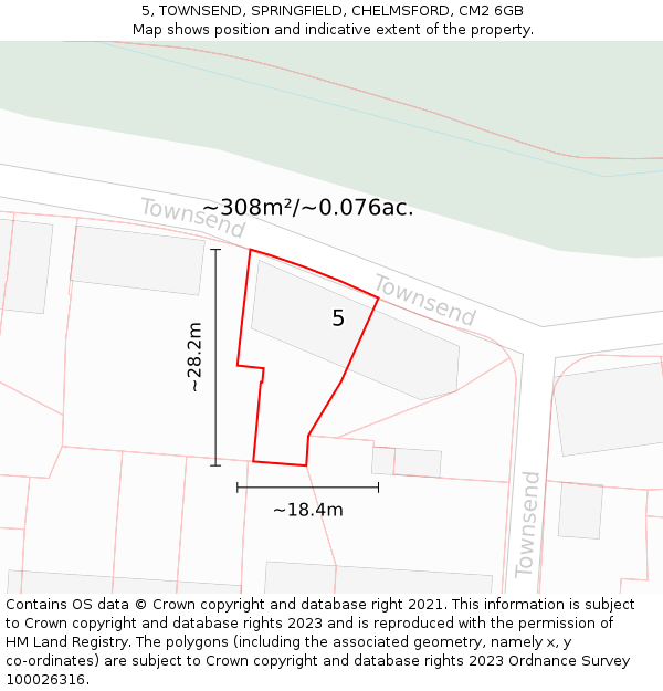 5, TOWNSEND, SPRINGFIELD, CHELMSFORD, CM2 6GB: Plot and title map