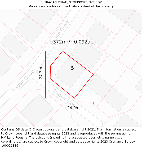 5, TRAGAN DRIVE, STOCKPORT, SK2 5QX: Plot and title map