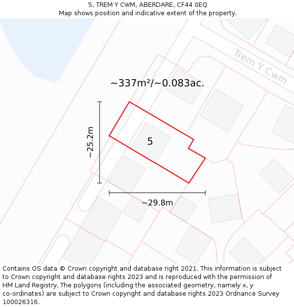 5, TREM Y CWM, ABERDARE, CF44 0EQ: Plot and title map