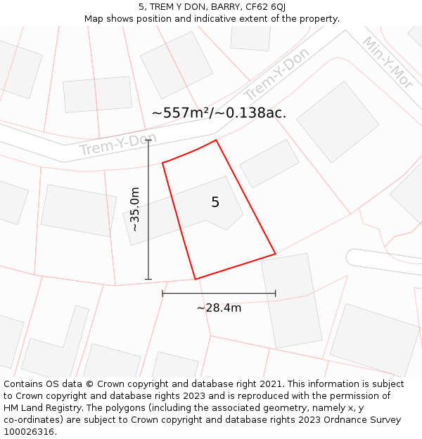 5, TREM Y DON, BARRY, CF62 6QJ: Plot and title map