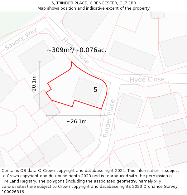 5, TRINDER PLACE, CIRENCESTER, GL7 1RR: Plot and title map