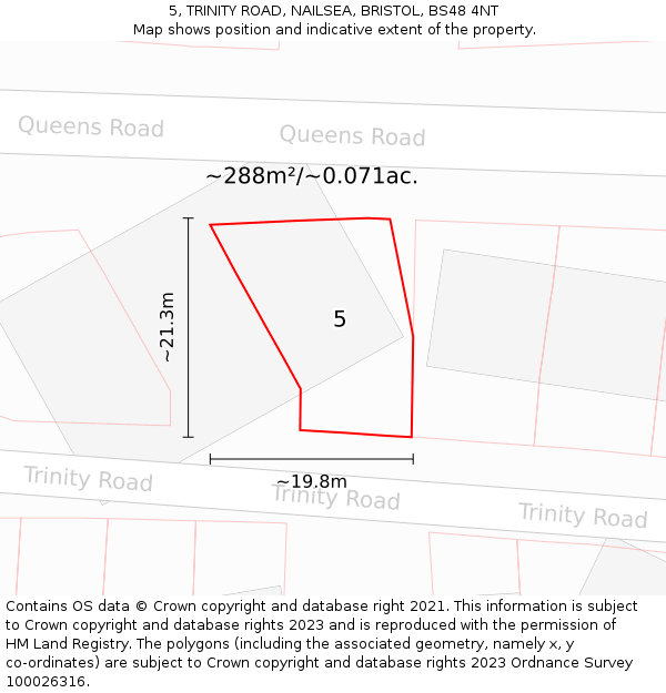 5, TRINITY ROAD, NAILSEA, BRISTOL, BS48 4NT: Plot and title map