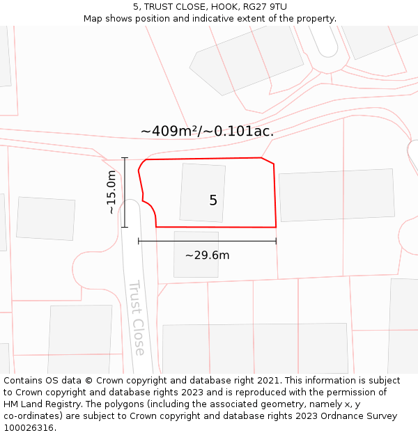 5, TRUST CLOSE, HOOK, RG27 9TU: Plot and title map