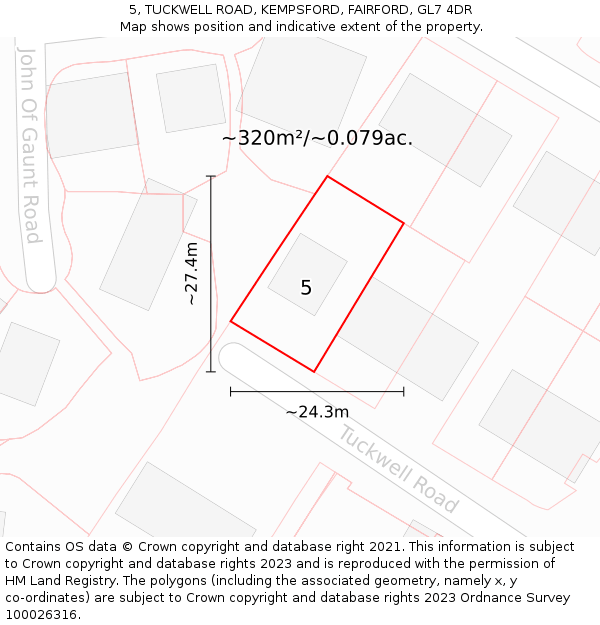 5, TUCKWELL ROAD, KEMPSFORD, FAIRFORD, GL7 4DR: Plot and title map