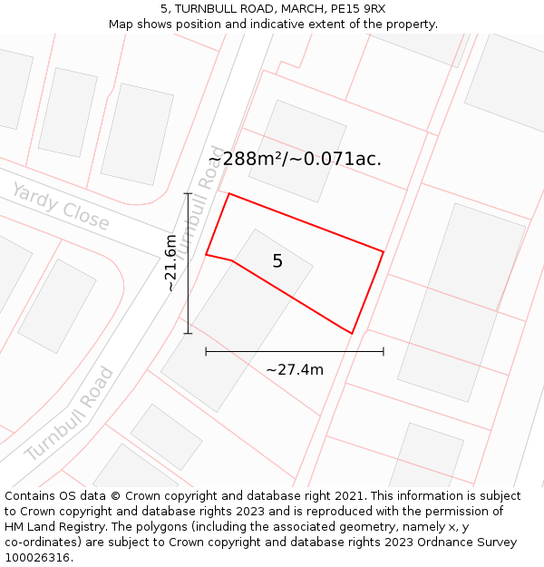 5, TURNBULL ROAD, MARCH, PE15 9RX: Plot and title map