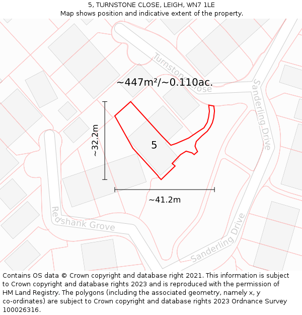 5, TURNSTONE CLOSE, LEIGH, WN7 1LE: Plot and title map