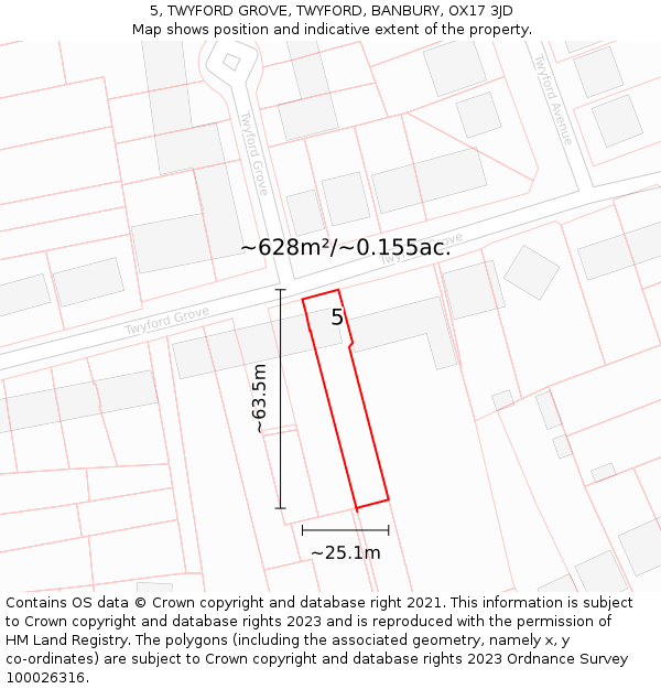 5, TWYFORD GROVE, TWYFORD, BANBURY, OX17 3JD: Plot and title map